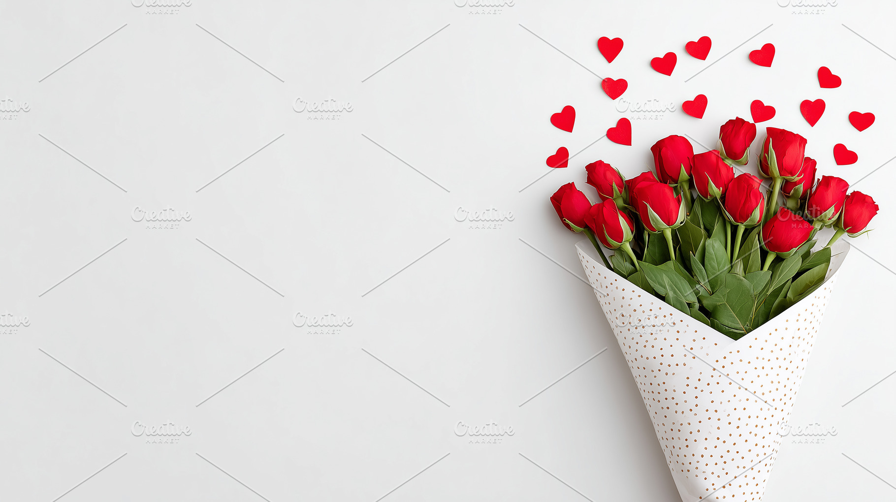 Bouquet of red roses with scattered, a Holiday Photo by MistyDay