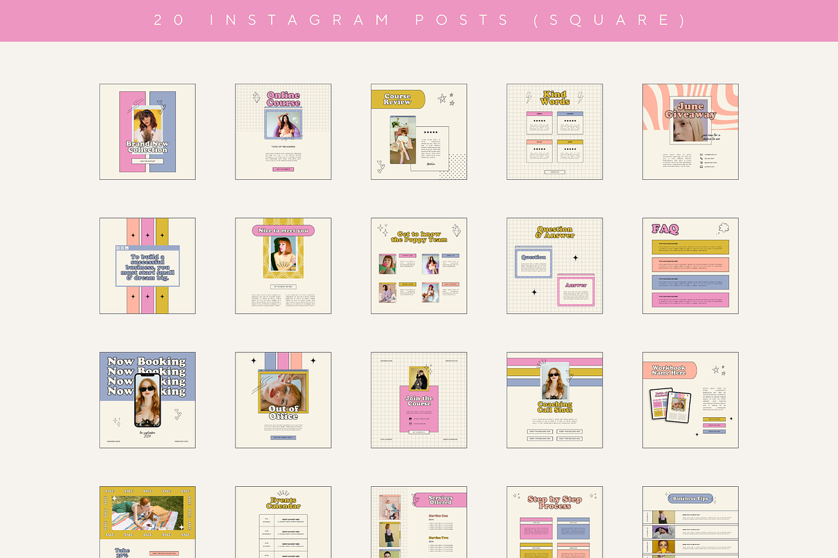 Retro Instagram Stories Posts Canva, a Social Media Template by Branding Babe Co. (Photo 2 of 7)