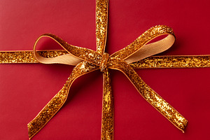 Close up of golden bow