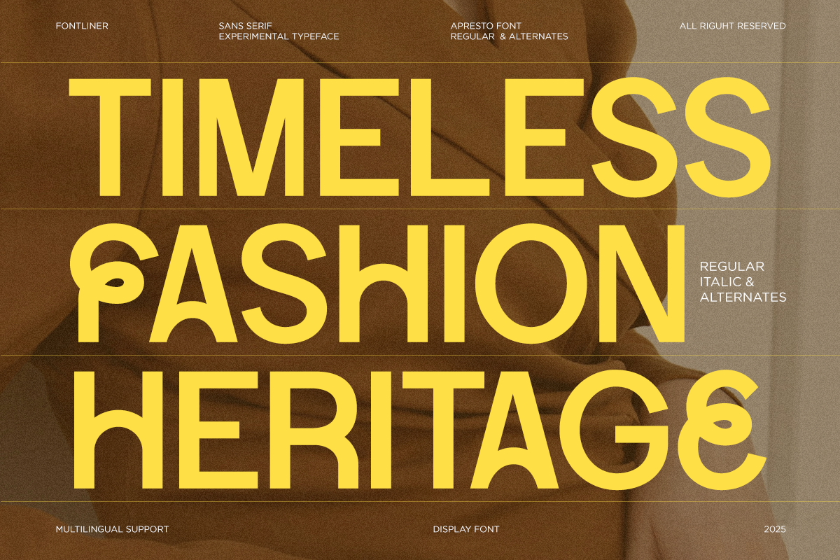Apresto – Experimental Modern Font, a Sans Serif Font by Font Liner (Photo 3 of 8)