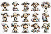 Whimsical Easter Lamb Clipart, an Illustration by Craft Nest (Thumbnail 5 of 11)
