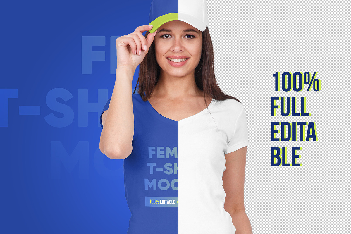 Female T-Shirt & Baseball Cap Mockup, a Shirt Mockup by Hi, Mock-Up! (Photo 2 of 8)
