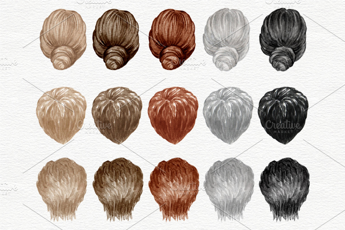 Female Hairstyles set, a Person Illustration by Colibri Watercolor (Photo 3 of 14)