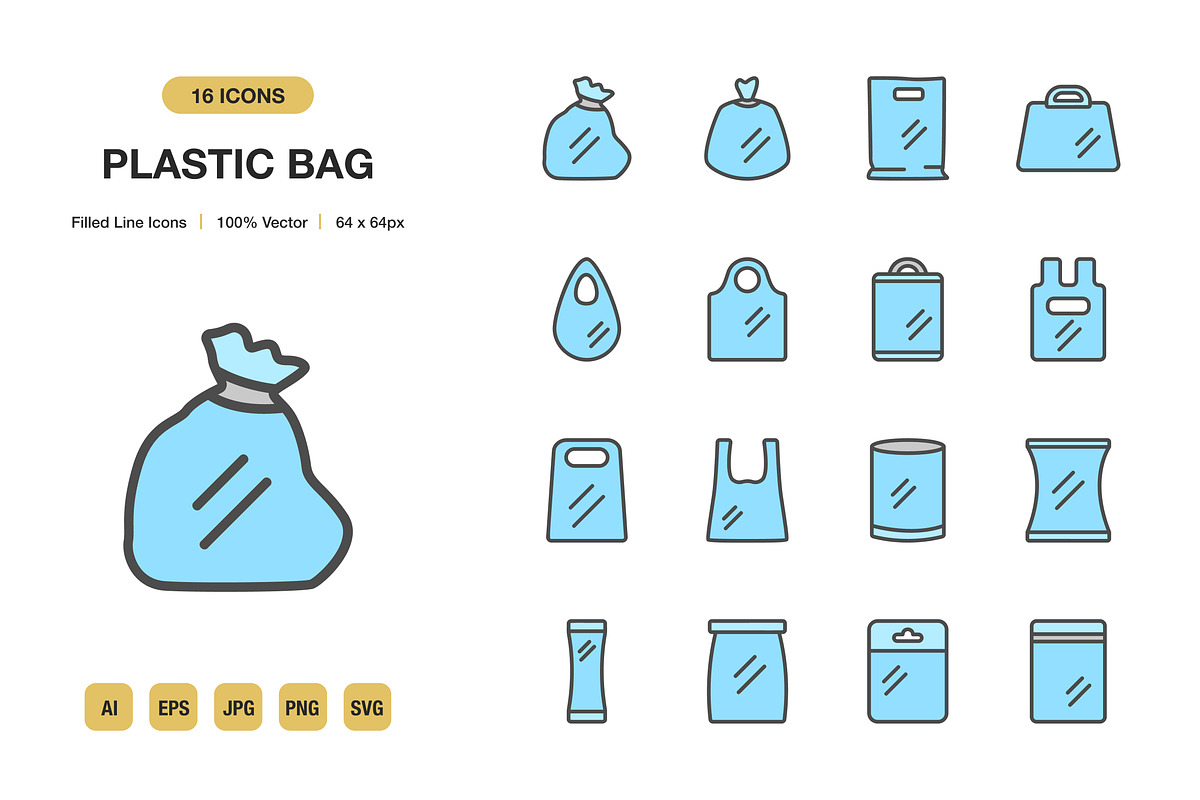 Plastic Bag Color Icons, an Icon by Spacepixel Creative
