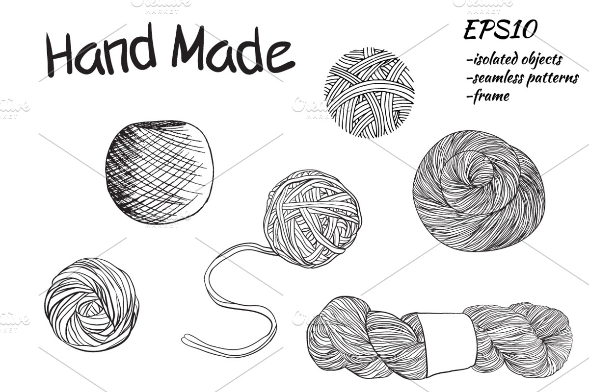 -50% OFF! Yarn balls in vector, an Illustration by Lytvynenko Anna (Photo 1 of 11)