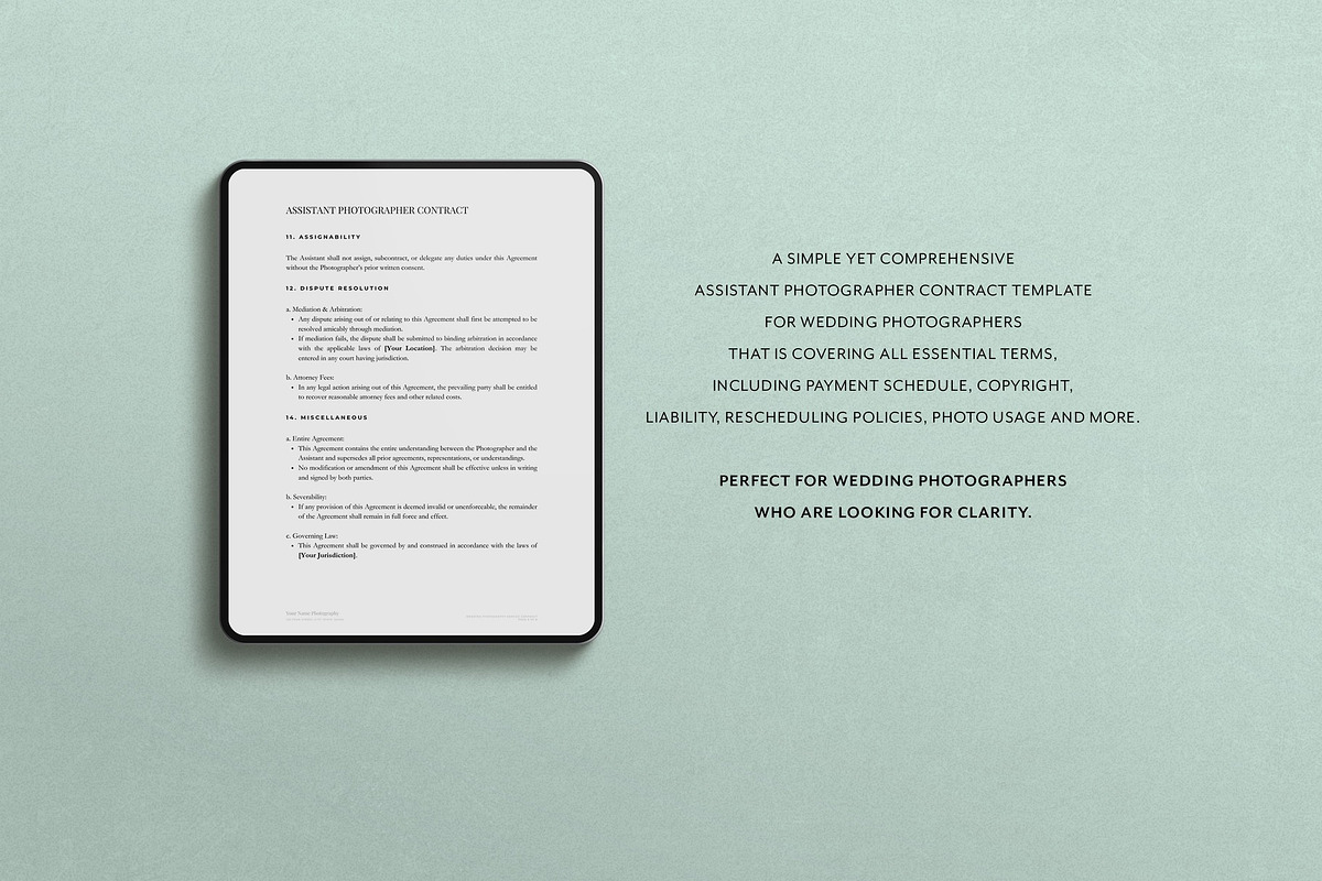 Second Shooter Contract Template, a Stationery Template by Cagdas Yoldas (Photo 4 of 5)