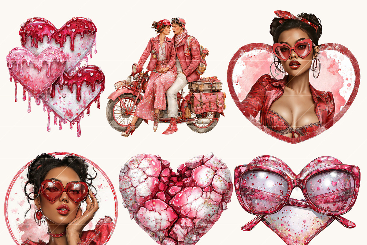 Red Valentine Clipart Bundle, a Seasonal Illustration by BusyDaydesign (Photo 5 of 9)
