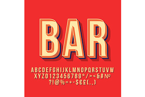 Bar 3d Vintage Vector Lettering