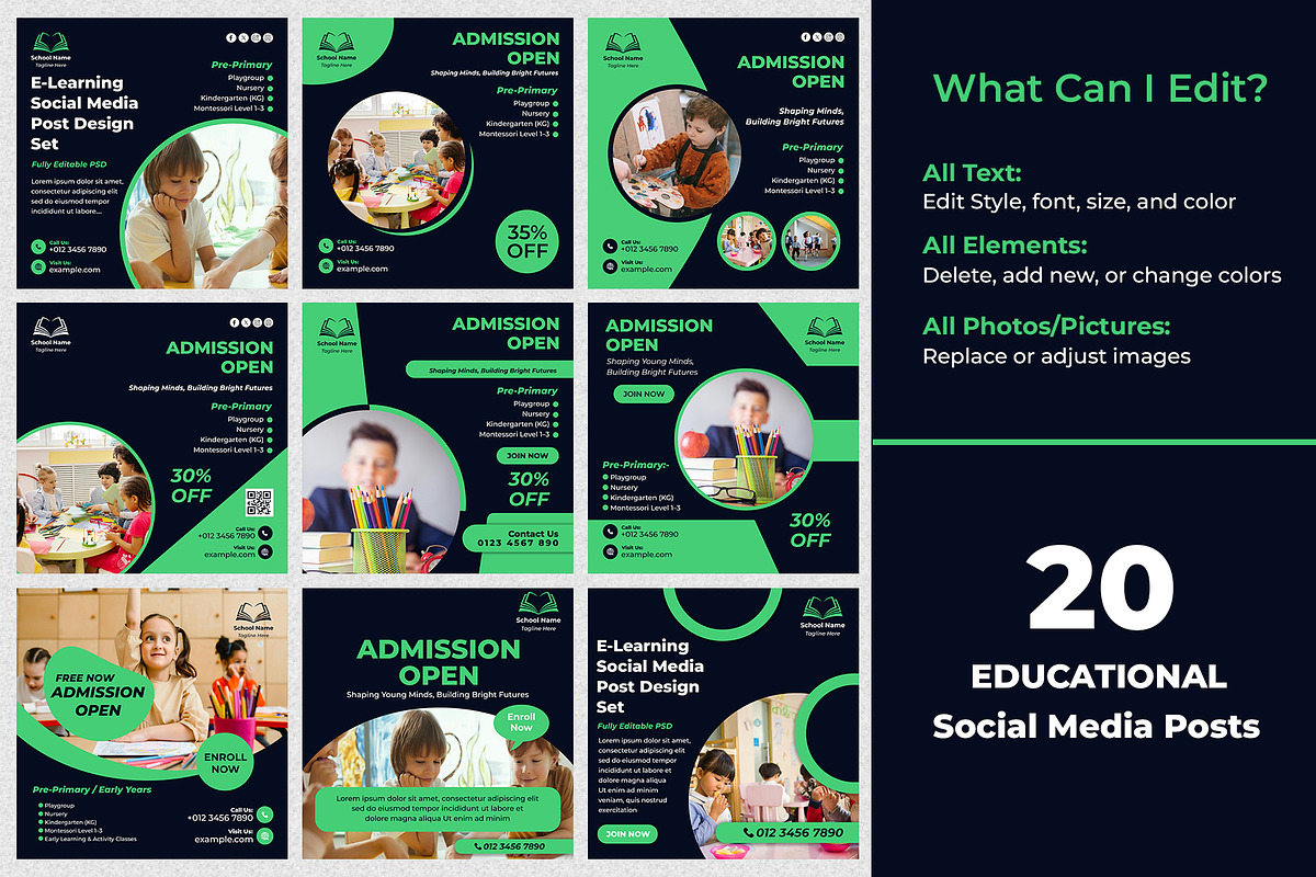 School Editable Instagram Post, a Social Media Template by Mohammad Sarfaraz (Photo 3 of 5)