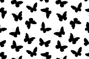 Butterfly Silhouettes Pattern Vector