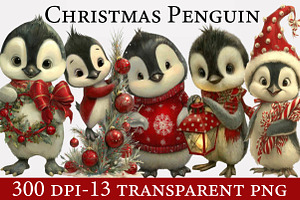 Christmas Penguin Clipart, an Illustration by Designworld