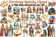Christmas Nativity Watercolor Clipar, an Illustration by Sublimation Artist (Thumbnail 1 of 6)