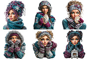 Cosy Winter girl Clipart Bundle, an Illustration by Craft Nest (Thumbnail 4 of 10)