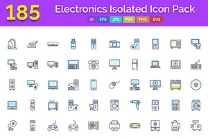 185 Electronics Isolated Icons Pack