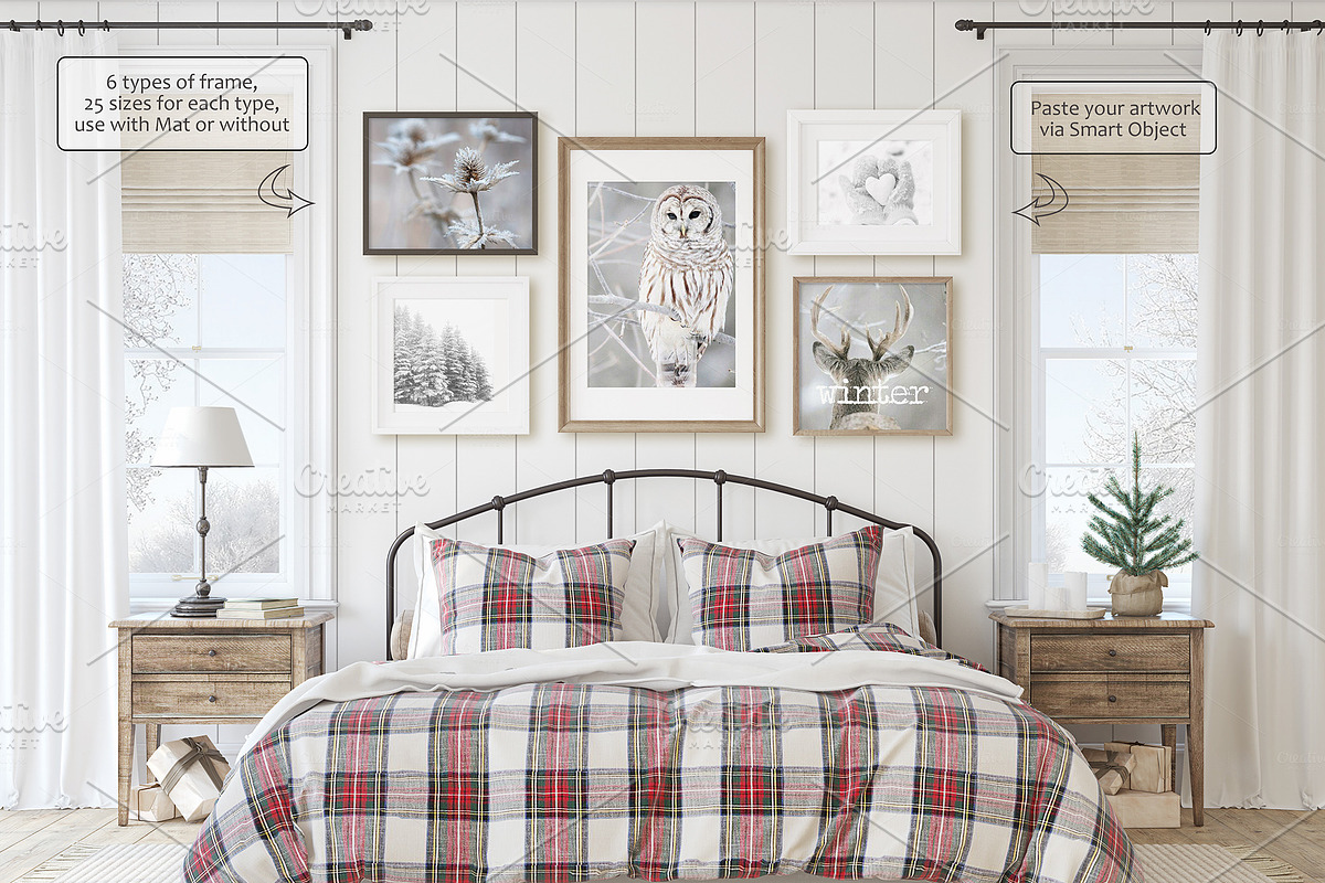 CHRISTMAS BEDROOM Wall&Frame Mockups, a Poster Template by MyHomeMockups (Photo 5 of 9)