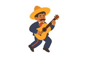 Mexican mariachi guitarist in, an Object Illustration by GraphiShop