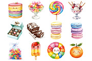 Watercolor Kawaii Candy Clipart, a Seasonal Illustration by CitraGraphics (Thumbnail 2 of 4)