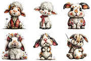 Funny Easter Lamb Bunny Clipart, an Illustration by DreamArtGraphic (Thumbnail 2 of 5)