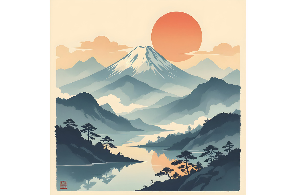 Asian Land Scape, a Decorative Illustration by Sharon Schwalbe (Photo 2 of 3)