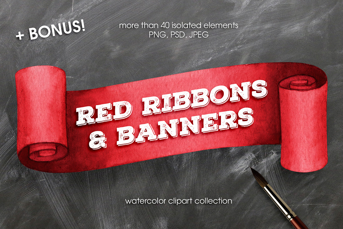 Red ribbons & banners collection, a Decorative Illustration by Anastasia Koba (Photo 1 of 8)