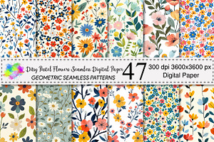 Ditsy Pastel Flowers Seamless Patter, a Pattern Graphic by Canvas Craft
