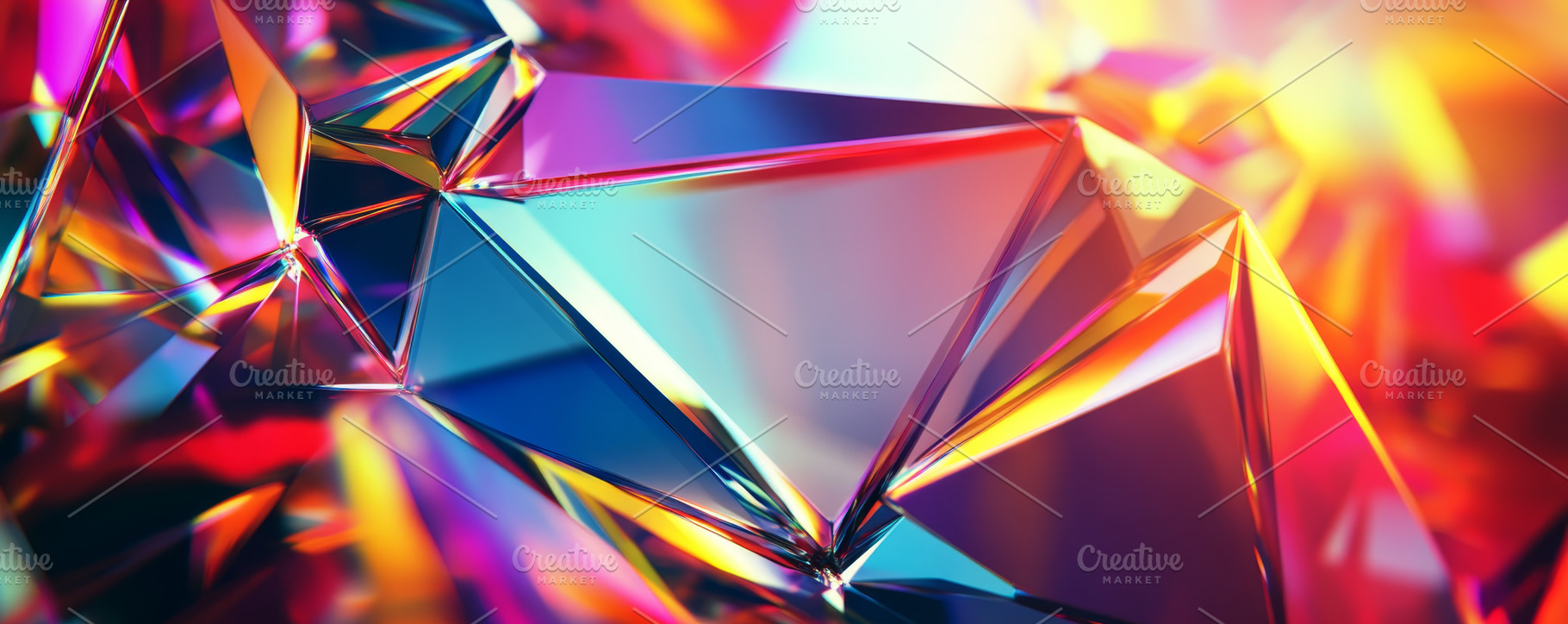 Abstract Glass Prisms with Cool Blue and Soft Orange Reflections, an Abstract Photo by Natalia Klenova's Shop