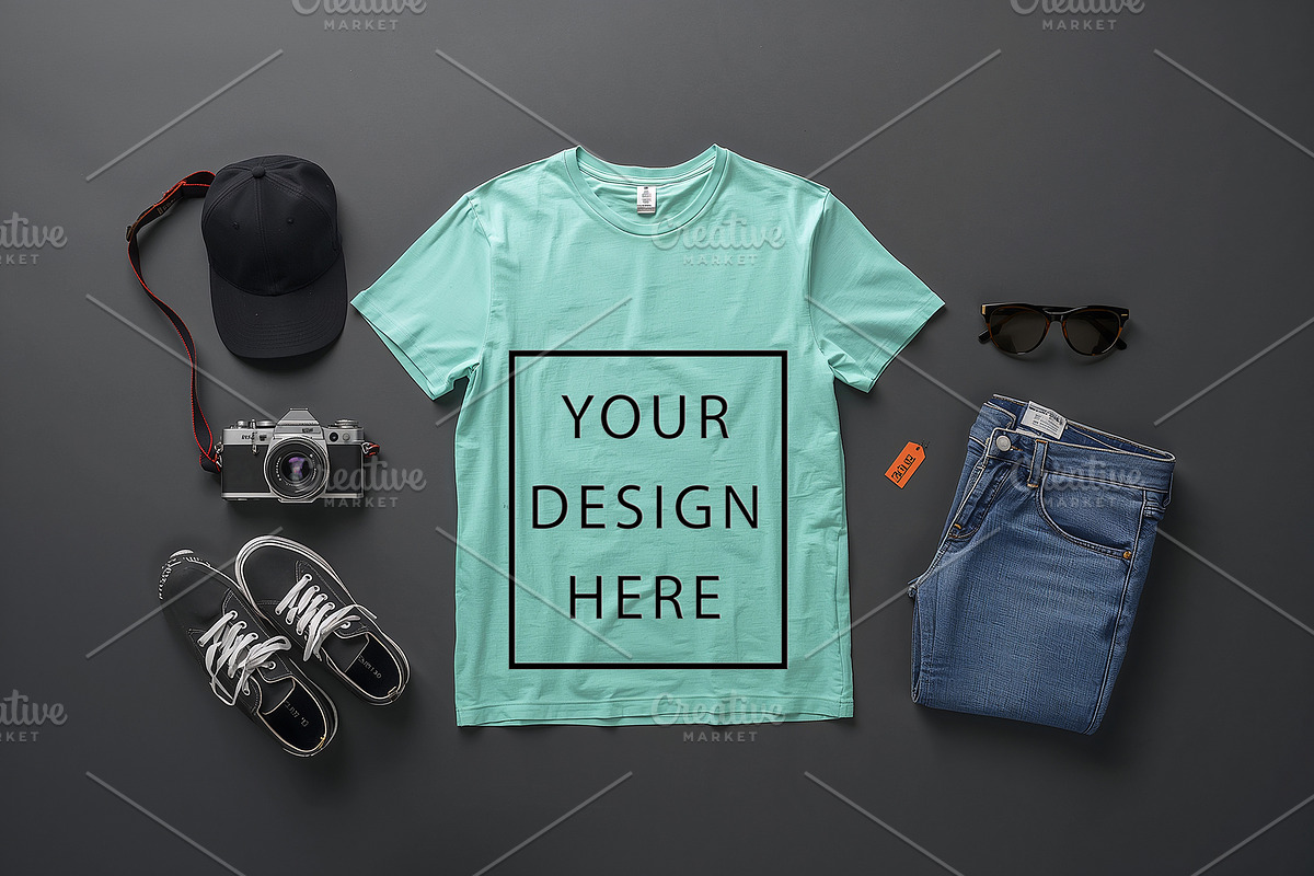 T-Shirt Mockup - Mint Green Edition, a Shirt Mockup by ForhadGFX (Photo 3 of 12)