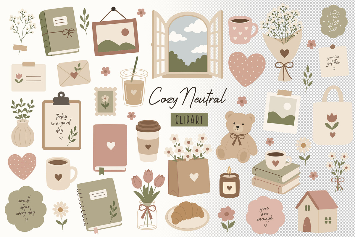 Cozy Neutral Vector Clipart Pack, an Object Illustration by NataKa (Photo 1 of 4)