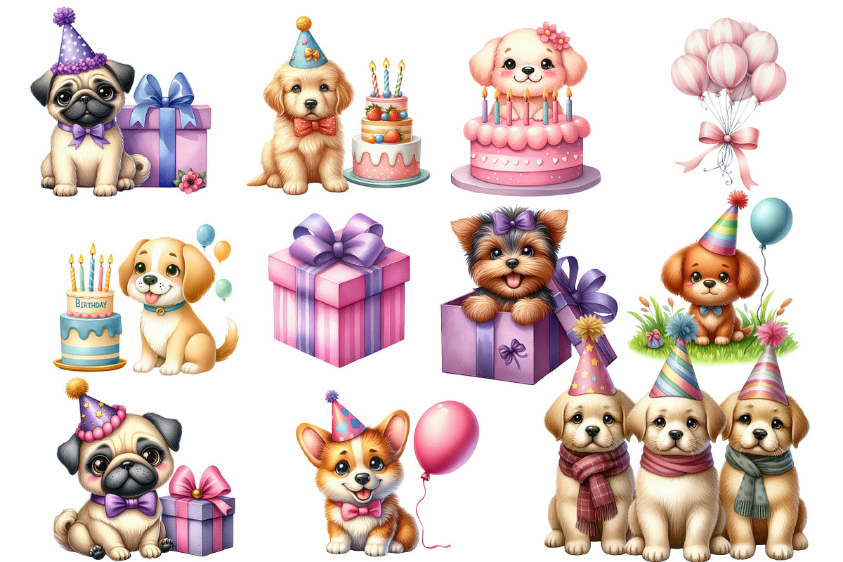 Puppy Birthday Clipart, an Illustration by Designworld (Photo 4 of 5)