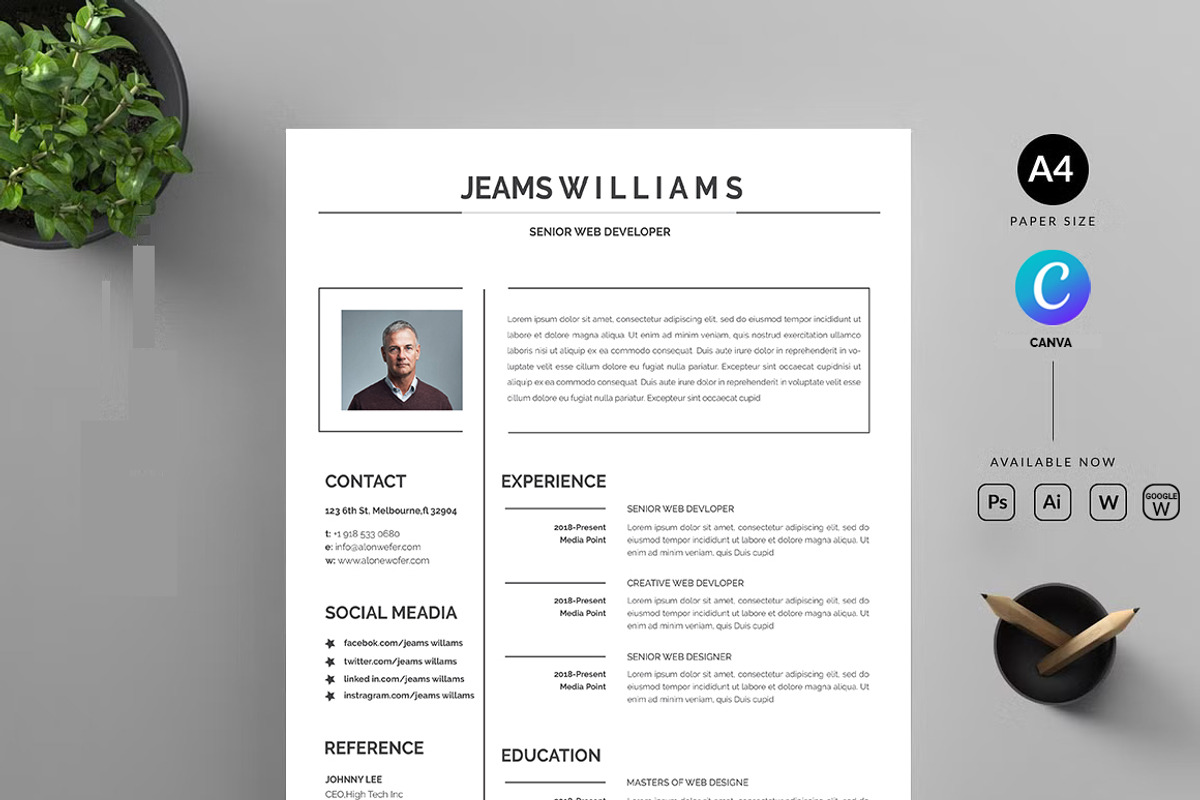 Professional Resume CV Template, a Resume Template by Blackcloud_Creations (Photo 2 of 8)