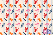 Vintage Coastal Seafood Pattern, a Pattern Graphic by MISS CHATZ (Thumbnail 1 of 3)