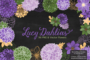 Purple Dahlia Clipart & Vectors, an Illustration by Amanda Ilkov (Thumbnail 2 of 4)