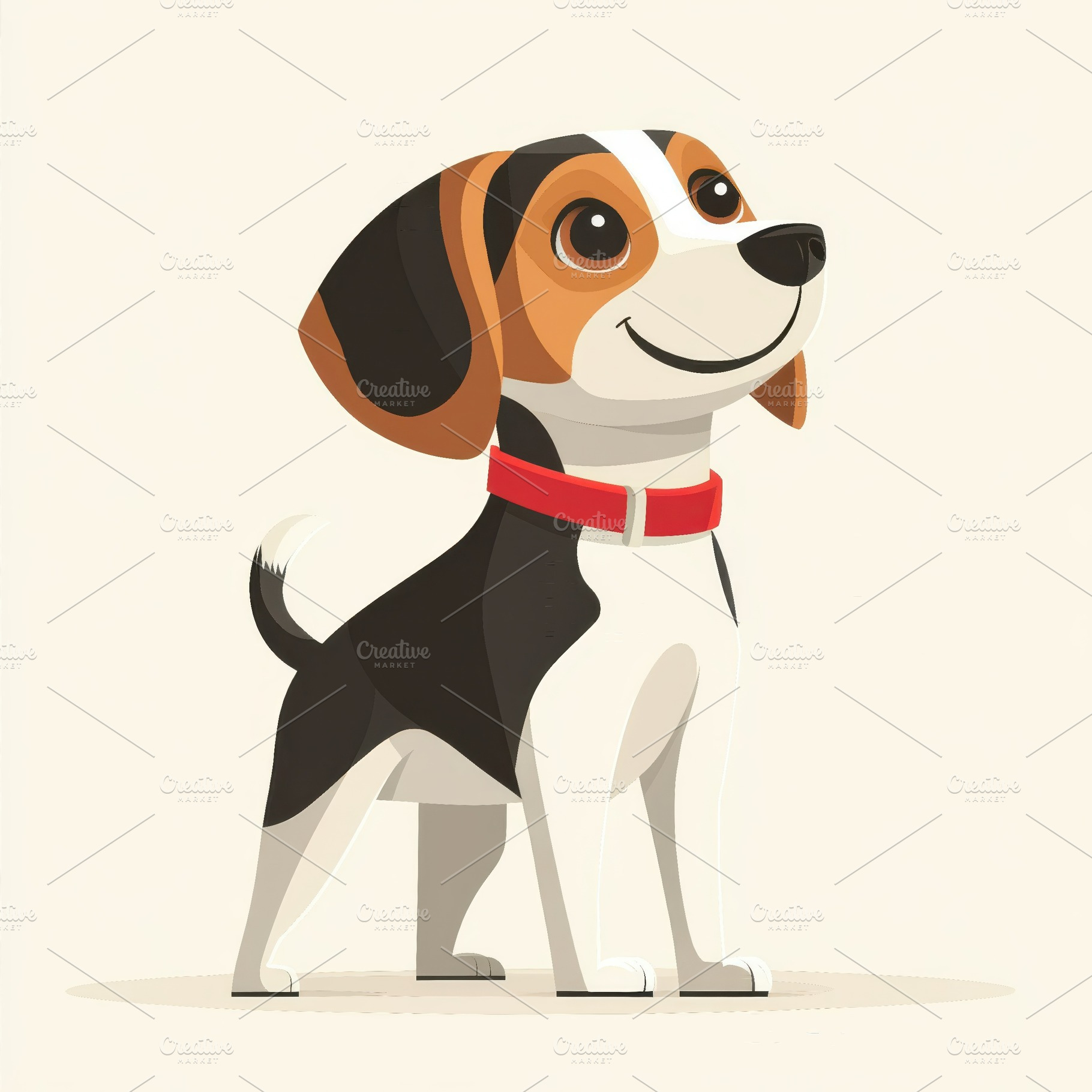 Adorable Beagle Puppy Cartoon Illust, an Animal Photo by Pixeness Studio