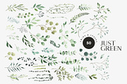 JUST GREEN leaves greenery foliage, a Decorative Illustration by Lana Elanor (Thumbnail 1 of 8)