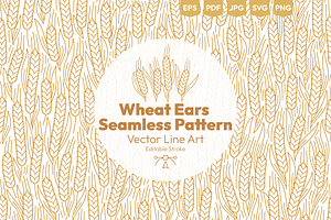 Wheat Ears Seamless Vector Pattern, a Texture Illustration by Ilia Design