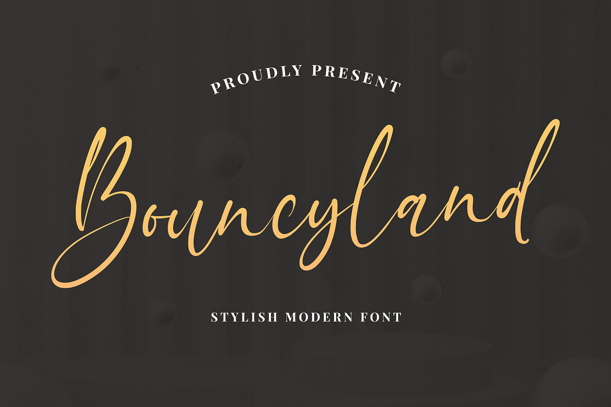 Bouncyland - Stylish Modern Font, a Script Font by Almarkhatype (Photo 1 of 10)