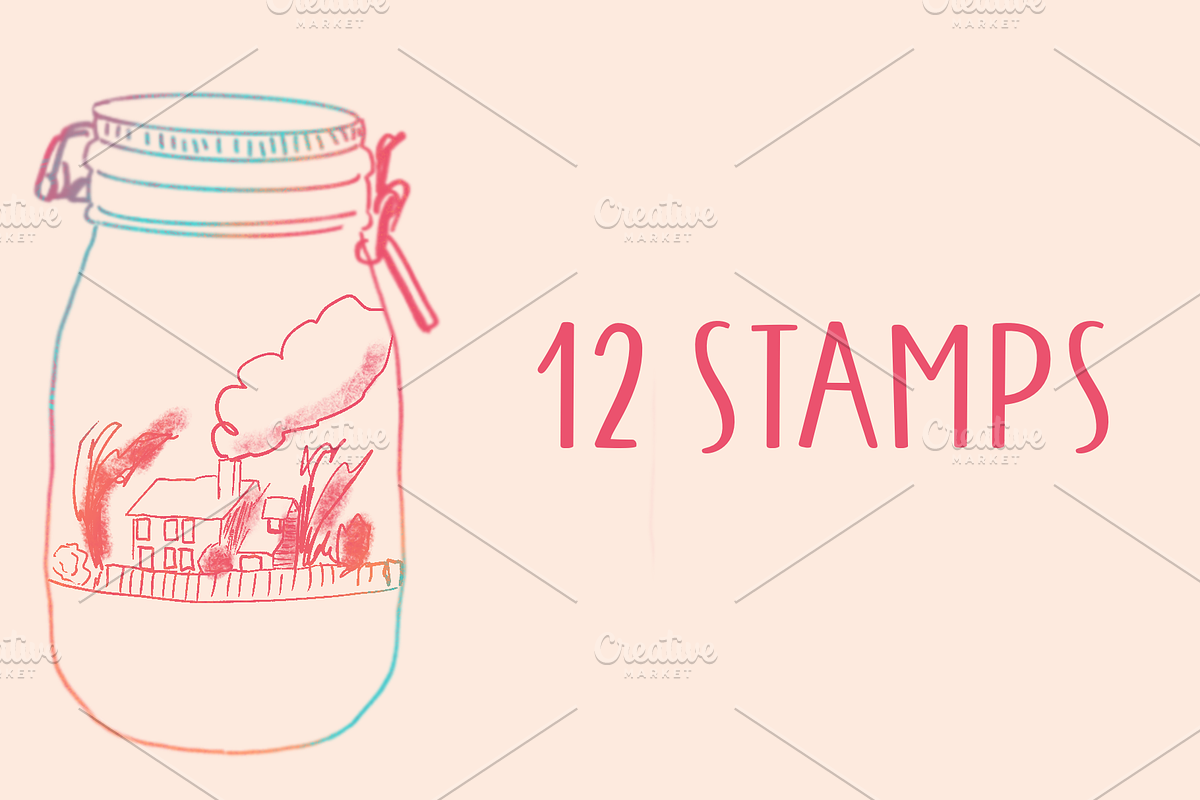 jar stamps for procreate, a Brush Add-On by pinkdrinksoul (Photo 2 of 2)