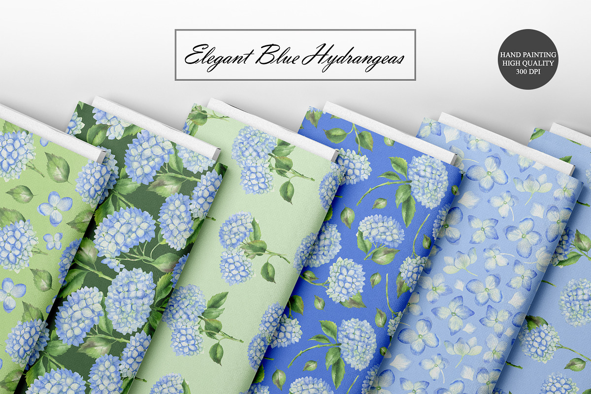 Hydrangea Watercolor Seamles Pattern, an Illustration by OlDm_Shop (Photo 3 of 9)