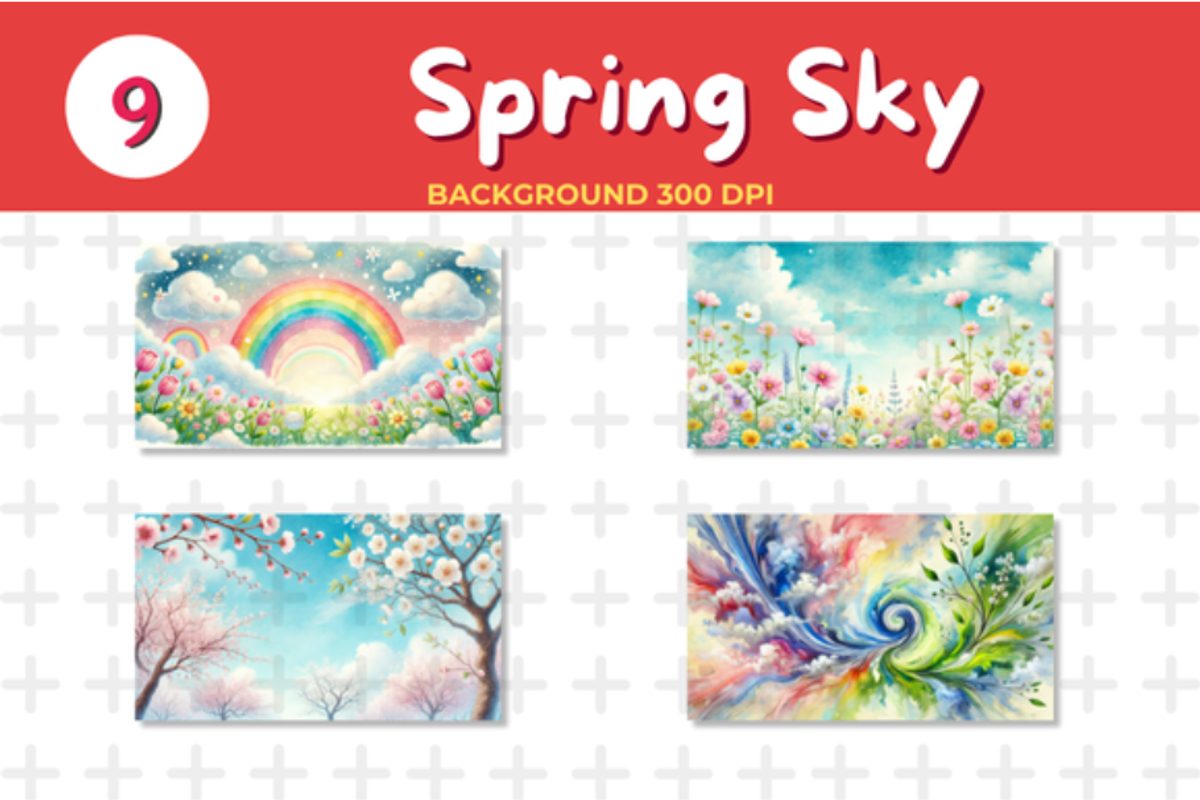 Watercolor Spring Sky Background JPG, an Education Illustration by John_Walker (Photo 2 of 4)