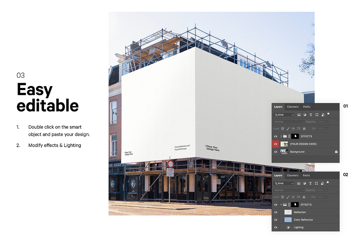 4x Billboard Construction Mockups, an Advertising Mockup by HAZARD MOCKUPS (Photo 3 of 13)