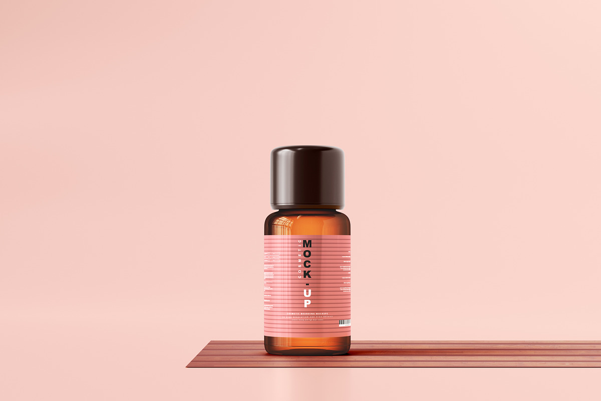 Amber Glass Cosmetic Bottle Mockups, a Cups & Container Mockup by pmvch (Photo 2 of 26)