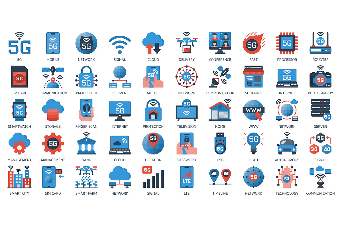 Technology 5G Flat Style Icon, an Icon by sripfoto (Photo 2 of 2)