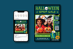 Halloween Sales Flyer, a Flyer Template by iDoodle Studio