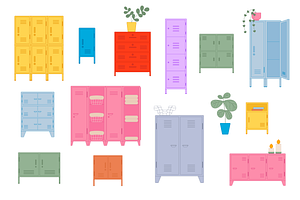Colorful lockers for modern interior, a Graphic by T Bild