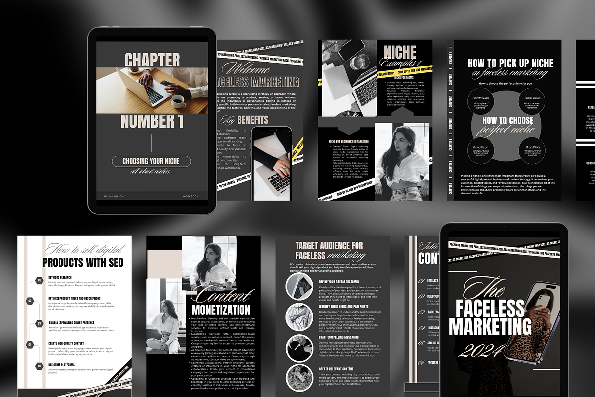faceless marketing canva ebook black, a Marketing Template by Design Pro Templates (Photo 4 of 13)