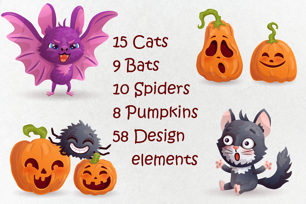 Halloween cute characters. Vector, an Animal Illustration by VaraNa Art (Photo 2 of 12)