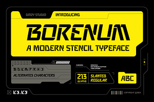 Borenum Modern Stencil Font