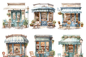 Watercolor French Cafe Clipart