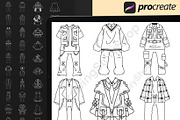 100 Procreate Chibi Clothes Stamp, a Brush Add-On by DrawingStoryShop (Thumbnail 4 of 5)