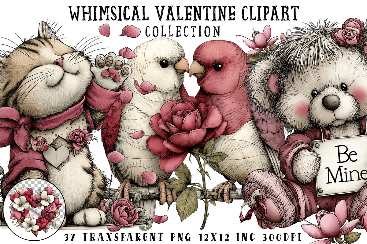 Whimsical Valentine Clipart, an Illustration by OK Design (Photo 1 of 6)